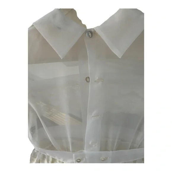 VTG First Holy Communion Dress Cream Lace 3 Piece 80s 90s Dress Slip Scarf READ - Picture 7 of 16